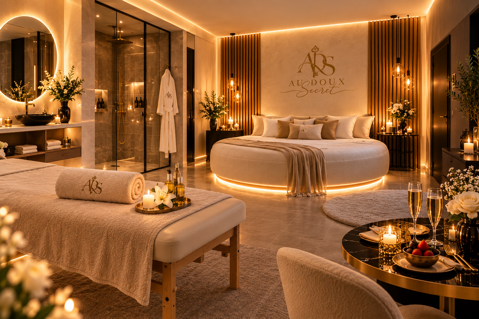 Ambiance chaleureuse de la chambre Au Doux Secret